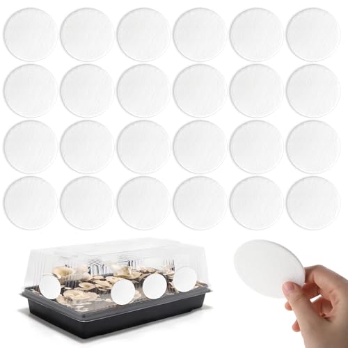 Image of SynHHergyx 24 Pcs Mushroom Monotub Filter Discs 2.5 inch Monotub Adhesive Filter Disks 2 MM Thick Filters Discs for Mushroom Growing Filters Pad Replacements