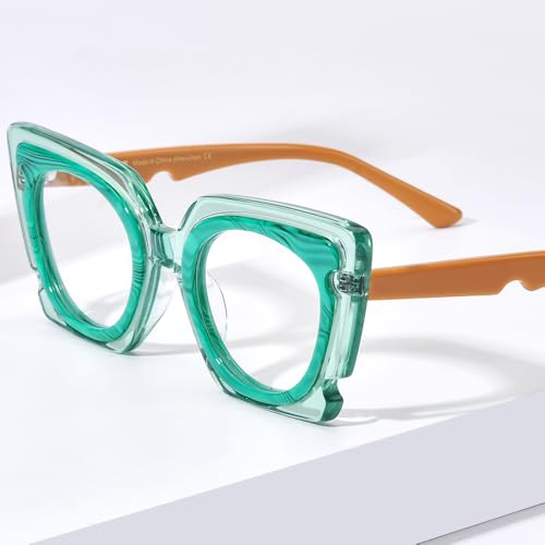 Image of HEPIDEM Gradient Multicolor Acetate Glasses Frame Women Big Oversize Eyeglasses 2023 New Spectacles Eyewear