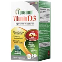 LABO Nutrition Liposomal Vitamin D3 ، نباتي عالي الفعالية من أجل الامتصاص الأمثل ، الإصدار المستدام ، 470٪ متاح حيويًا ، تعزيز المناعة ، صحة العظام والدماغ ، 240 يومًا من العرض ، غير معدّل وراثيًا ، خالي من الغلوتين
