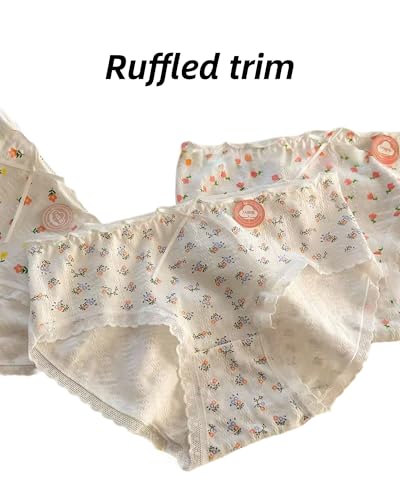 Cute Floral Ruffled Cotton Panties for School Girls Teen Japanese Anime Underwear Mid Rise Comfy Fit Briefs4