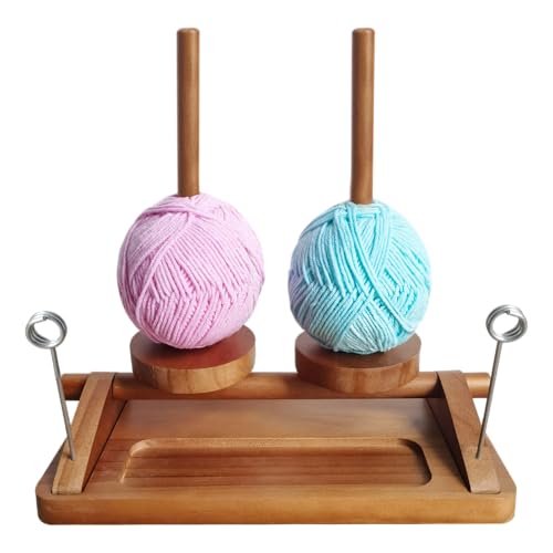 Image of Viredelo Yarn Holder for Crocheting and Knitting, Walnut Color | Dual Axis Rotating Mechanism, For Crocheting and Knitting, Yarn Holder, Crochet Gift for Knitting Lovers