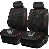 CAR PASS Waterproof Car Seat Covers Front Seats,Neoprene Seat Covers 3D Tyre Embossed,All-Weather Automotive Seat Cover Non-Slip Durable,Universal Fit for SUVs Cars Trucks, Airbag Compatible,Black Red