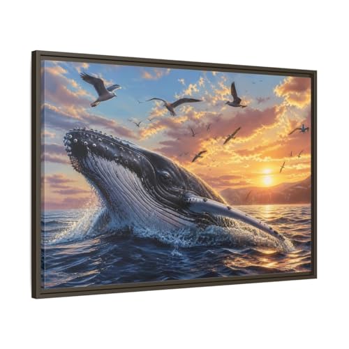 Tableau horizontal baleine 90x60 pour grand mur vide