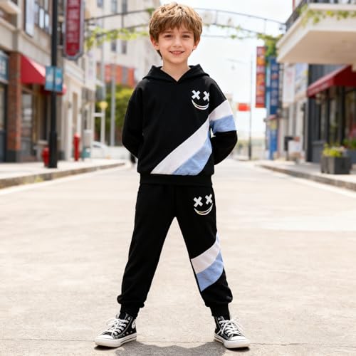 Image of Size 5-13 Years Boys Summer /Spring Outfits Set Short Sleeve T-Shirt & Pants Kids Boys Fall Fashion Clothes Sets