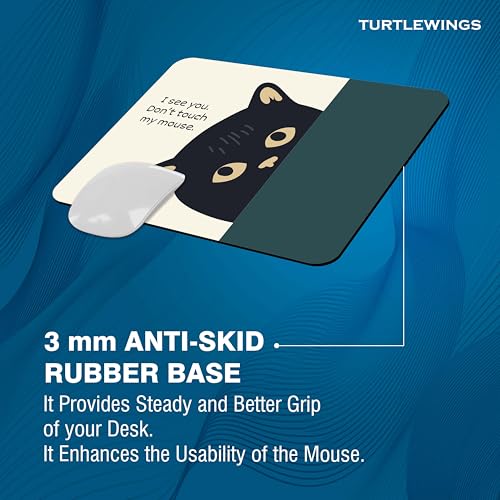 Image of TURTLEWINGS | Mousepad | Inspirational Quote Funny Cute Cat Mousepad - 22x18 cm, 3mm | Design Non-Slip Rubber Base | Office, Study & Gaming Use | Premium Smooth Surface Desk Accessory & Gift