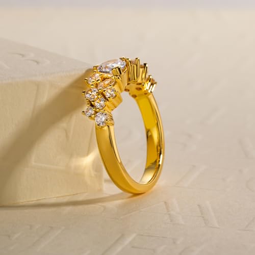 1.68cttw-2.29cttw Cubic Zirconia Half Eternity Rings Wedding Bands Round Cut/Pear Cut/Raidant Cut 5A Grade D Color Lab Grown Diamond CZ Stackable Anniversary Band Ring for Women3