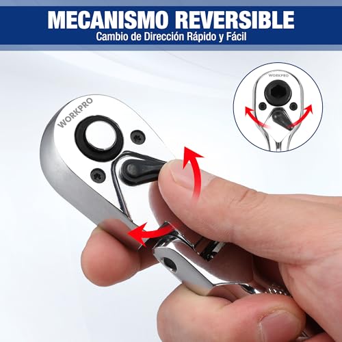 Chicharra de 72 dientes WORKPRO con cabezal flexible para espacios estrechos 5