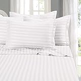 Elegant Comfort Best, Softest, Coziest 6-Piece Sheet Sets! - 1500 Thread Count Egyptian Quality Luxurious Wrinkle Resistant 6-Piece Damask Stripe Bed Sheet Set, King White