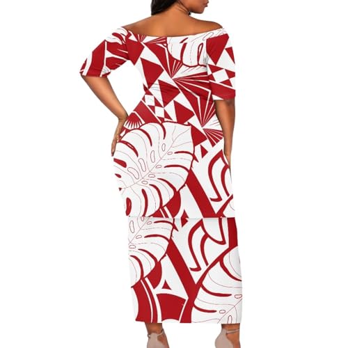 High Waist Midi Skirt Set Puletasi Polynesia Tribal Clothing Off Shoulder Long Dress 2Pcs Set Top Skirts Outfits3