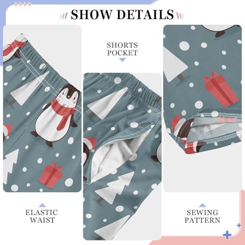 Boys' Pants Cute Penguin Cartoon Christmas Long Bottoms Jogger Pants Elastic Waist Trousers with Pockets S-XL4