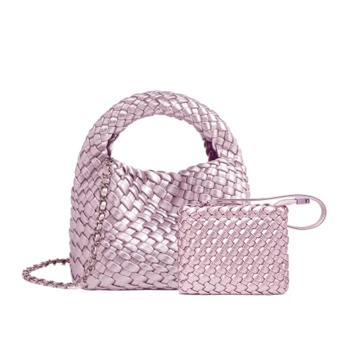 Image of JINMANXUE Fashion Mini Handbag For Women, Woven Tote Bucket Composite Bag Knitting Chain Bags, Crossbody Shoulder Purses