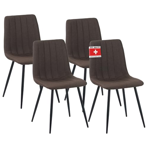 ALBATROS Garda Lot de 4 chaises, tissu texturé — chaise de salle à manger