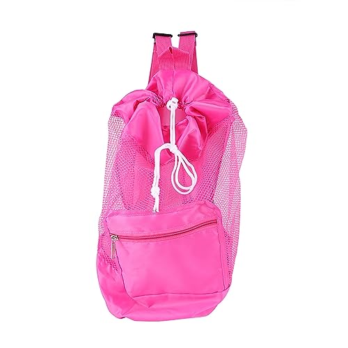Mochila infantil de malha com cordão, bolsa de praia infantil portátil, bolsa de natação infantil bolsa de piscina com cordão para natação molhada, academia e equipamento de treino (rosa)