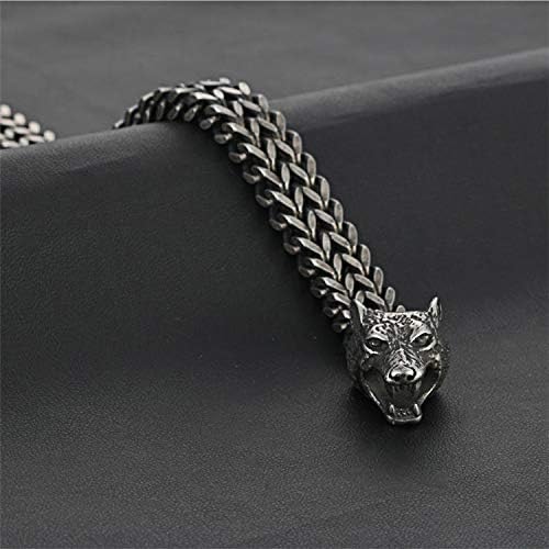 Miniatura 3 de Pulsera de cabeza de lobo vikingo Fenrir de acero inoxidable para hombre de 8 pulgadas, Metal, Sin gemas.