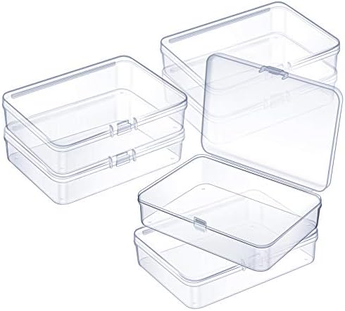 Jetec 6 Pieces Mini Plastic Clear Beads Storage Containers Box for Collecting Small Items, Beads, Jewelry, Business Cards, Game Pieces, Crafts (4.5 x 3.3 x 1.2 Inch)
