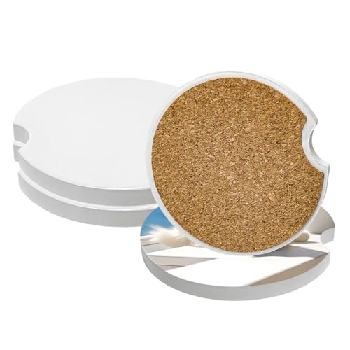 4 PCS Posavasos de Cerámica para Auto, 2.55" con Base de Corcho miniatura 1