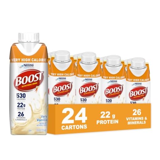BOOST Very High Calorie Nutritional Drink, Very Vanilla, 8 Fl Oz (Pack of 24)