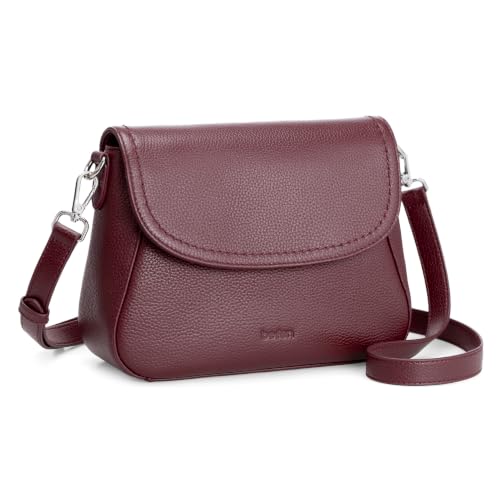 Image of befen Genuine Leather Saddle Crossbody Bags for Women with RFID Blocking, Small Flap Cross Body Purse Hangbags