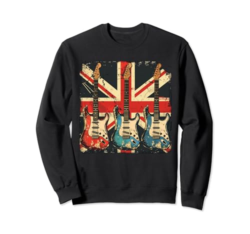 Guitarra vintage British Jack Union Flag Rock Guitarrista Sudadera