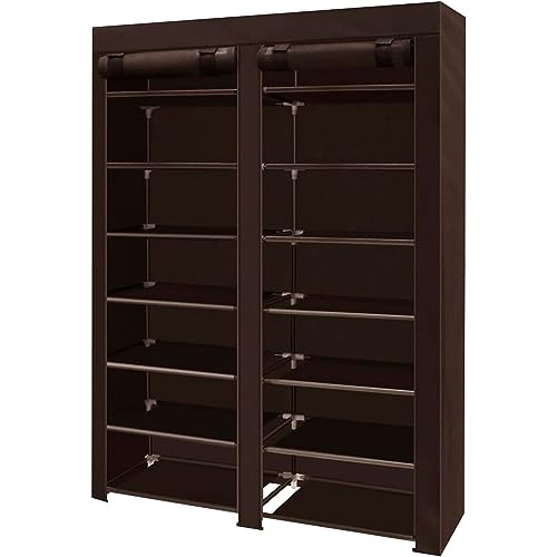 Nyana Home | Armario Zapatero Tela | 7 Niveles de Altura | Capacidad hasta 42 Pares | Medidas: 125 Alto 92 Ancho 28 Fondo (Marrón)