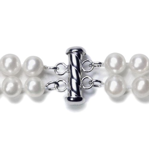 Sterling Silver 2-Row White Freshwater Cultured A Quality Pearl Bracelet (6.5-7Mm), 7.25" #TOP1