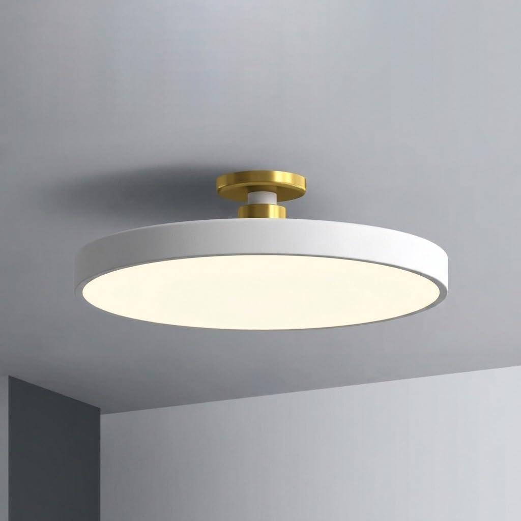 Nowoczesna Okrągła Lampy Sufitowa LED, Ultra Cienka Półprzestrzenna Lampy Sufitowe Minimalistyczna Ściemnialna do Sypialni Korytarza Przedpokoju(White(3 modes),30cm/11.81in)