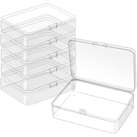 DODHEG 6 Pcs Small Plastic Boxes, Plastic Storage Containers Box, for Storage of Small Items, Crafts, Jewelry Ect,with Hinged Lid, (4.5 x 3.3 x 1.2 Inch). Cover