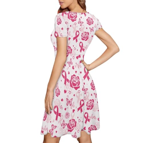 Image of AFPANQZ Womens Casual Summer Lightweight Vintage Dress Short Sleeve Midi Dress Knee-Long Luxury Formal Dress