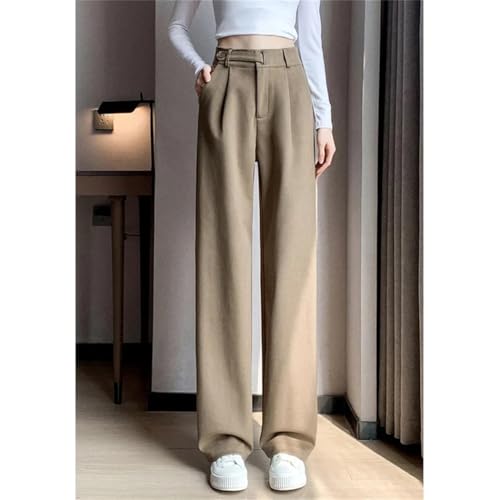 Women Winter Wool Wide Leg Pants High Waist Suit Straight Pants Korean Thick Baggy Woolen Full Trousers2