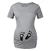 Produktbild Damen Kurzarm Schwanger T-Shirt Umstandsshirt Umstandstop Schwangerschaft Frauen Mama Baby Fuß Herz Druck Shirt Umstandsoberteile Schwangeres Tops Schwangerschafts Umstandsmode Umstandskleidung