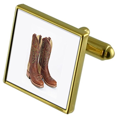 Gemelos botas de vaquero oro crystal gift set con clip de corbata para novio