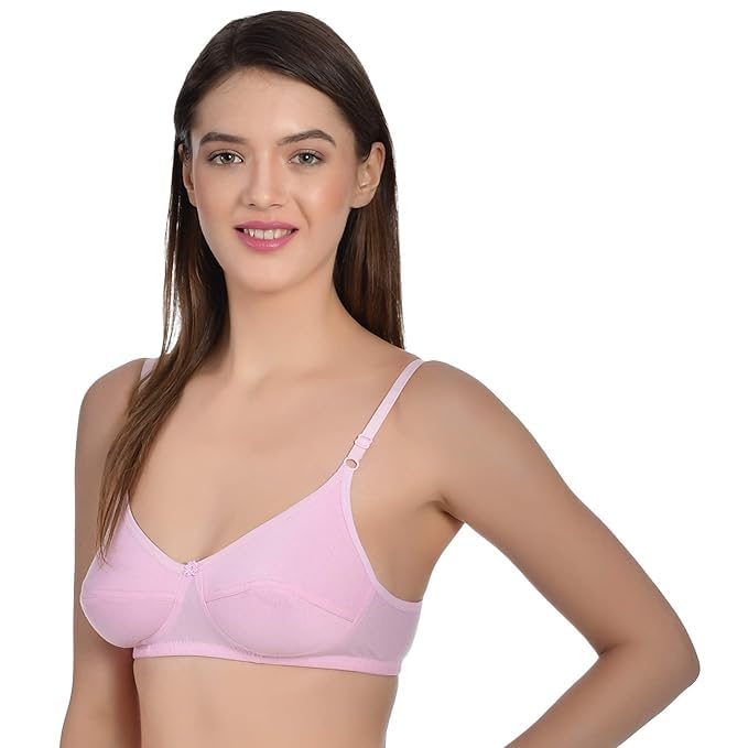 Image of Aimly Women's Cotton Non-Padded Non-Wired Solid Multicolor Bra Combo Pack of 6
