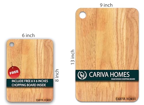 Image of Wooden Chopping Board 22 x 32 CM - Durable Cutting Board for Kitchen Rectangular Shape - Knife Friendly Wood for Vegetables, Fruits Include Free 22 X 18 CM Chopping Board Inside (Beige18)