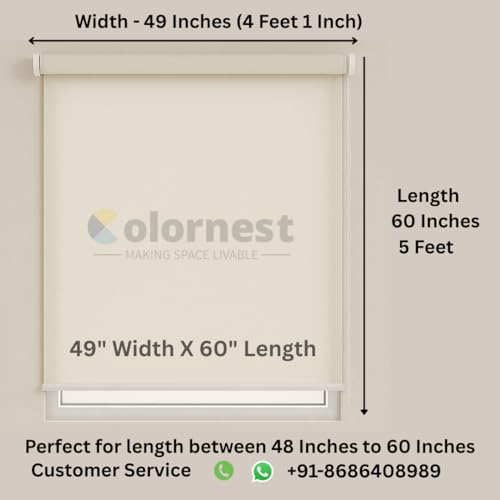 Image of Roller Blinds for Windows 49 Inch W X 60 Inch L | Dim Out Roll-Up Shades Sun UV Protection for Home & Office Charcoal Grey| Heavy Duty in 38 MM Pole