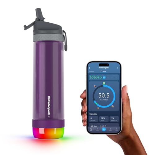 HidrateSpark PRO Smart Water Bottle Tritan Plastic, Tracks Water Intake & Glows...