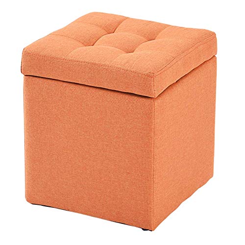 Pouf de rangement cube orange pour optimiser les petits salons - 2