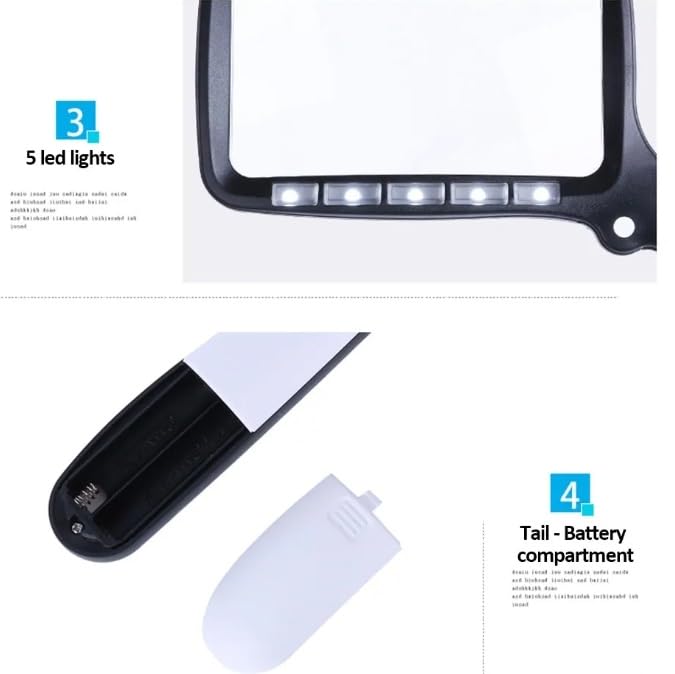 Lente d'ingrandimento portatile pieghevole con 5 luci a LED Lente d'ingrandimento ottica ad alta definizione