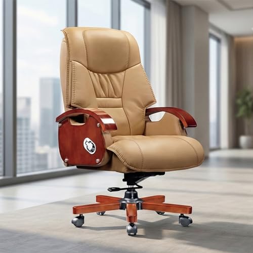 Image of Lakdi The Furniture High Back Director & Executive Chair for Office Modern Design Made in Plyboard with Leatherette & Recliner & Height Adjustable and Revolving Chair - 111011320 Cream