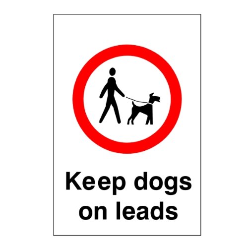 UK Safety Store DF.06F-RP Keep Dogs On Leads Dog Fouling Sign 200mm x 300mm - Rigid Plastic