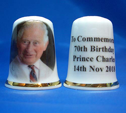 Birchcroft China Birchcroft Porcelain China Collectable Thimble - Prince Charles 70Th Birthday - Free Box