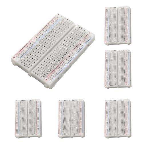 6Pcs Breadboard 400 Point Solderless Prototype PCB Board Kit for Proto Shield Distribution Connecting Blocks for Arduino (6 * 400)