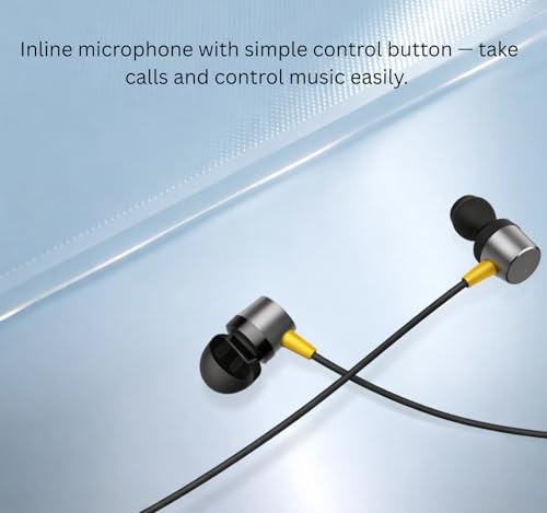 Image of Original Wired Earphone Compatible Realme Buds 3 Powerful Bass Sound HD Mic Braided Cable Noise Blocking Frame Soft Rubber Tips Long Comfort