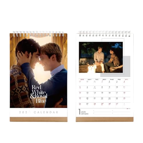 赤と白とロイヤルブルー カレンダー 2026年 卓上カレンダー スケジュール 装飾 写真集 応援グッズ 周辺 文房具 事務用品 家 オフィス用品 ギフト クリスマス 新年 お正月 プレゼント (両面印刷,C)
