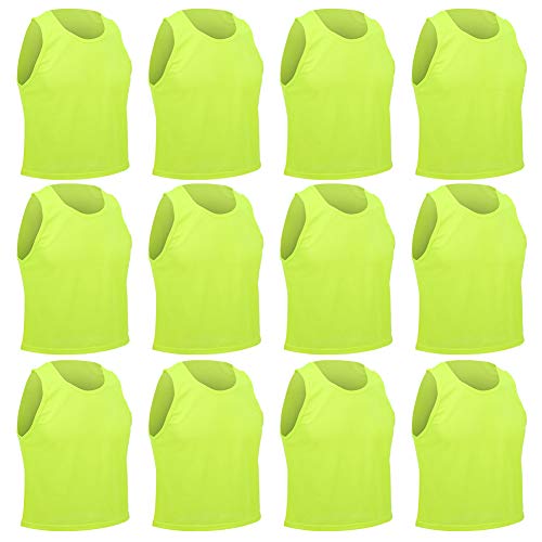Children Football Training Vest Breathable Mesh Set 12 Small Fluorescent Green Size4