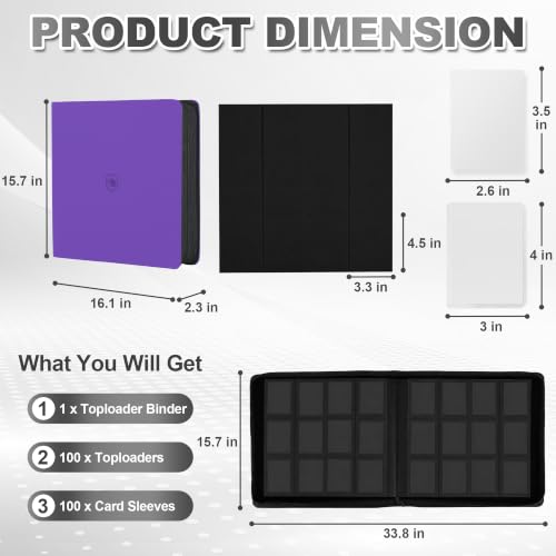 Image of Top Loader Binder 12 Pocket, Holds 480 Toploaders, 100 Toploaders INCLUDED