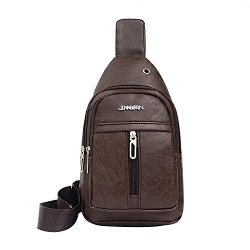 Haluoo Leather Sling Packpack Bags with Messenger Bag Pocket Multipurpose Triangle Crossbody Hiking