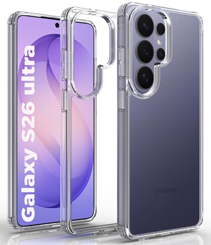 Image of RIGGEAR Shockproof Clear Hybrid Armor Back Cover Case Compatible with Samsung Galaxy S26 Ultra (Transparent PC and TPU Bumper)