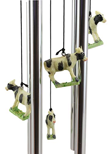 Ebros Gift Bovine Holstein Cow And Baby Calf Family Resonant Relaxing Aluminum Wind Chime Country Western Rustic Farm Cows Garden Patio Outdoor Decorative Accent Noisemaker thumb #1