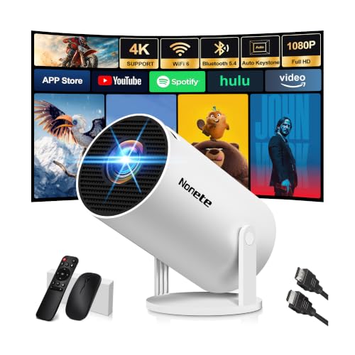 Image of [Built-in Apps & 2026 Upgraded] Mini Projector with WiFi 6 and Bluetooth 5.2 Support 4K 1080P Auto Keystone 270° Rotatable Projector Portable Compatibile with HDMI/TV Stick/Memory Stick/Laptop, Black