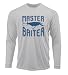 Ink Trendz Master Baiter Funny Fishing T-Shirt Gag Gift Performance Long Sleeve UPF50 Dri Fit T-Shirt (Grey, Large)